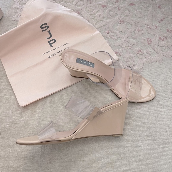 SJP by Sarah Jessica Parker Nude patent leather wedges sz 40 - Picture 5 of 6